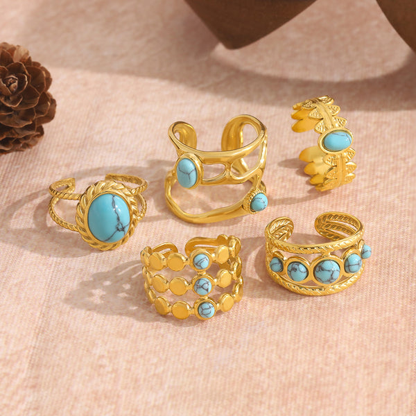 New Arrival! Natural Stone Adjustable Ring