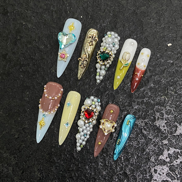 Press-On Nails Gel Nails  DIY Nails  Pure handmade wearing nails, foreign trade, European and American ins, wind nail patches, nail patches, fake nail art pieces
