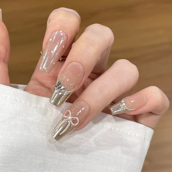 Press-On Nails Gel Nails DIY Nails The Nutcracker handmade phototherapy wears nail magic mirror powder nail art new nude flash handmade wearable nails