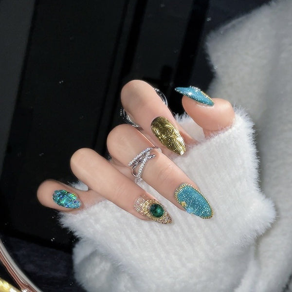 Press-On Nails Gel Nails DIY Nails Exotic style pure handmade wearable cat's eye finished nail art detachable handmade nail art