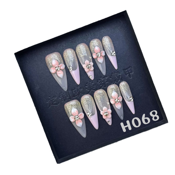 Handmade French Tip Press-On Nails – 3D Elegant & Chic Nail Art