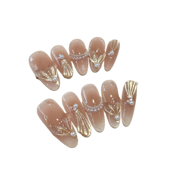 Ice Tea Mermaid Pure Handmade Light Therapy Wearable Nail Art Wholesale Finished Product Reusable Nail Art Patches