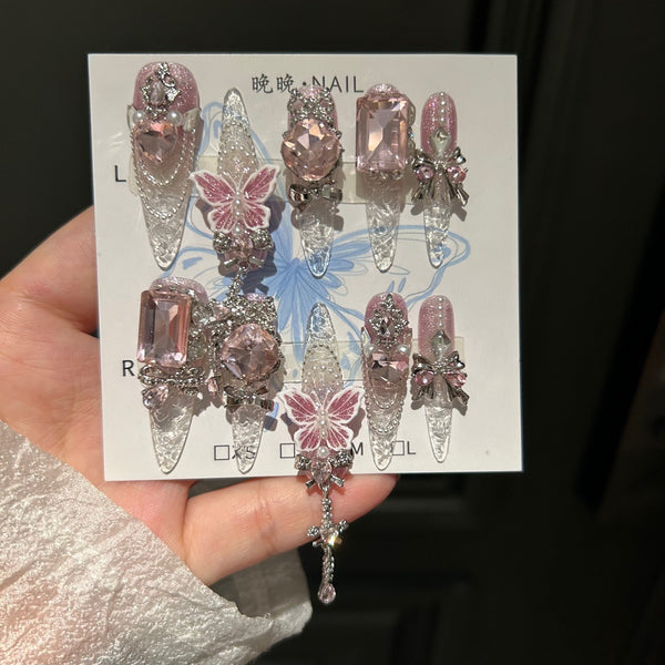 Press-On Nails Gel Nails DIY Nails Ice Spirit Fairy Butterfly Handmade nail crushed ice ice real shot to pick up leakage of high-quality and high-quality goods