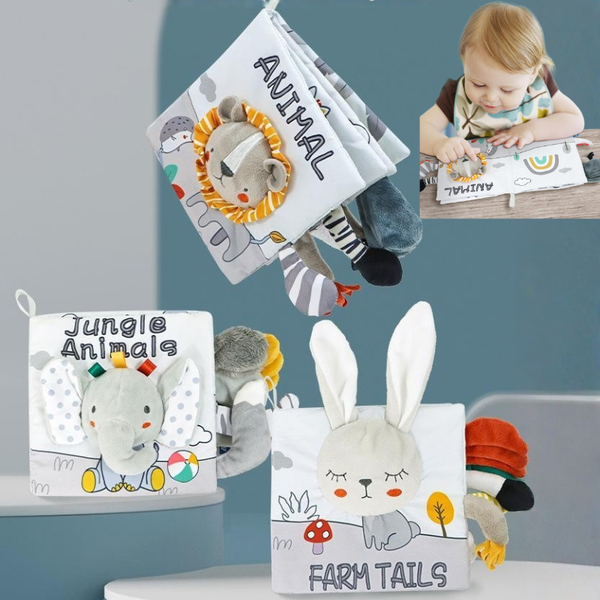 New Black & White High-Contrast Cloth Book with Tails | Visual Stimulation for Newborns | Crinkle & Sensory Infant Toy