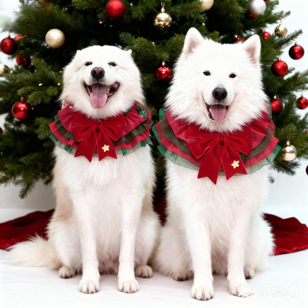 Handmade Christmas Dog Scarf: Lace Trim Holiday Pet Bandana