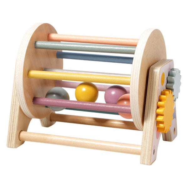 Montessori Wooden Rolling Drum | Sensory Tracking Toy for Babies & Toddlers | Early Learning Developmental Toy