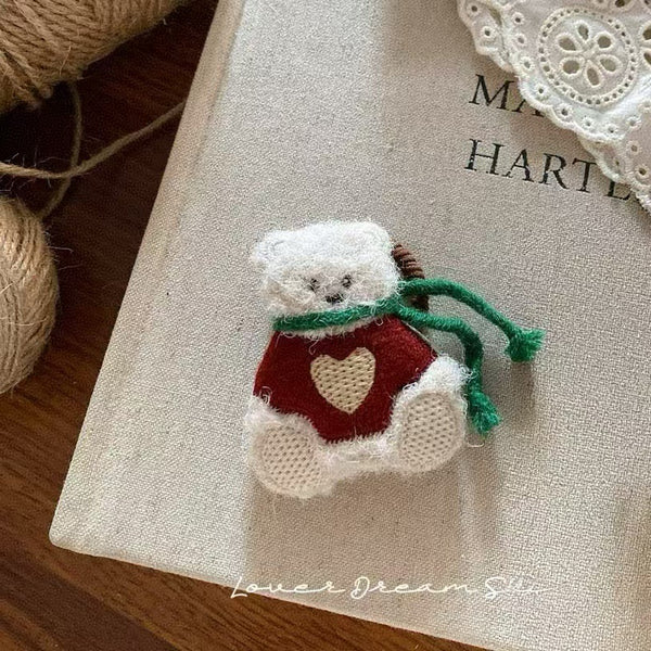 New Felt Plush Santa Bear Hair Tie - Cute High-Elasticity Hair Elastics for Kids Christmas Hair Accessories