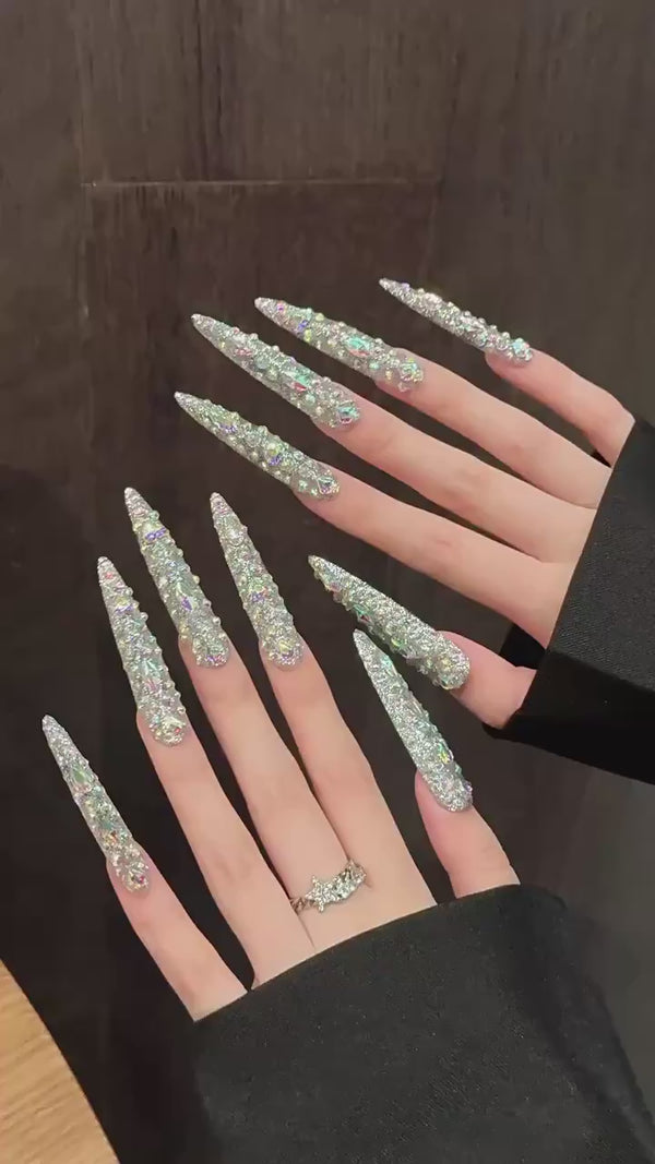 Press-On Nails Gel Nails DIY Nails High-quality hand-made full diamond wear armor