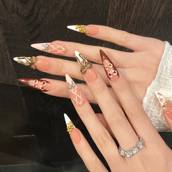 Press-On Nails Gel Nails DIY Nails  Gold-Plated Press-On Nails – Vintage Glam Collection